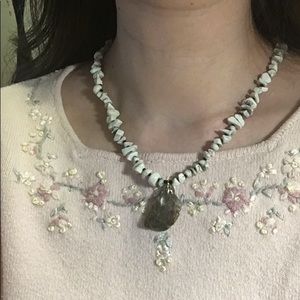 Handmade natural stone toggle necklace rutilated quartz pendant BOGO